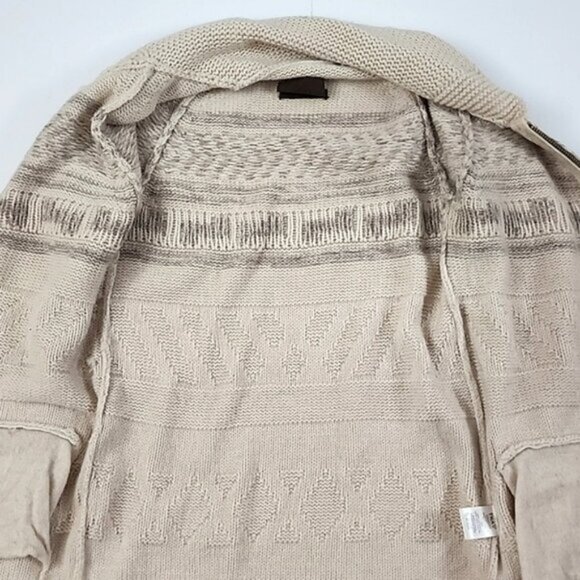 TNA Women's Knit Cream Taupe Lambs Wool Cowichan Zip Up Cardigan Pockets Size S - Picture 9 of 15
